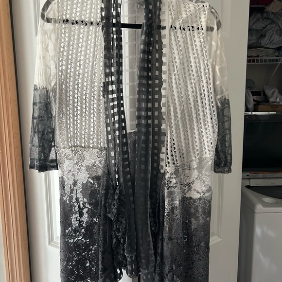 Nica Black and White Gradient Jacket with Sheer Lace - Picture 1 of 3